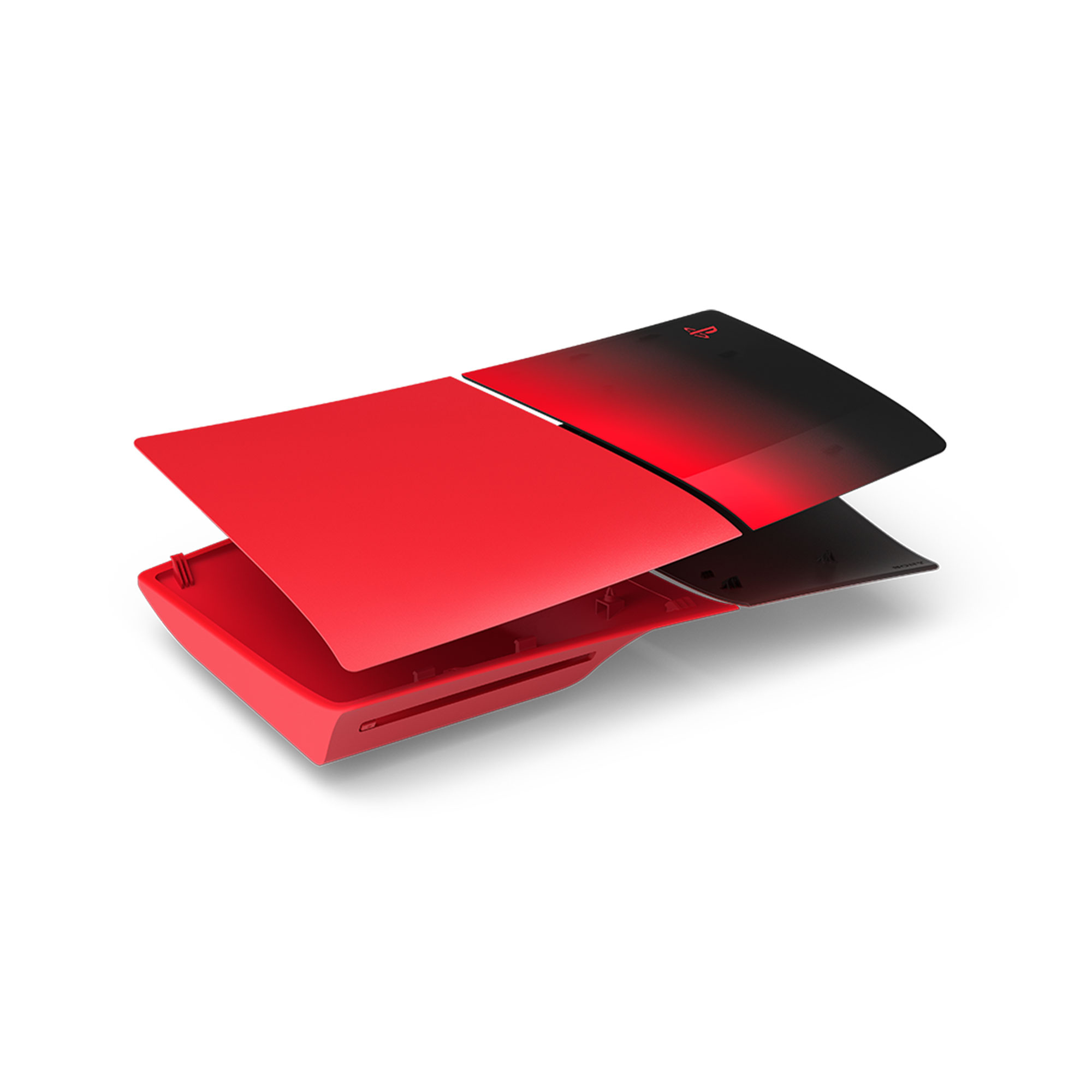  電音紅 PS5 主機護蓋，主機蓋橫放圖