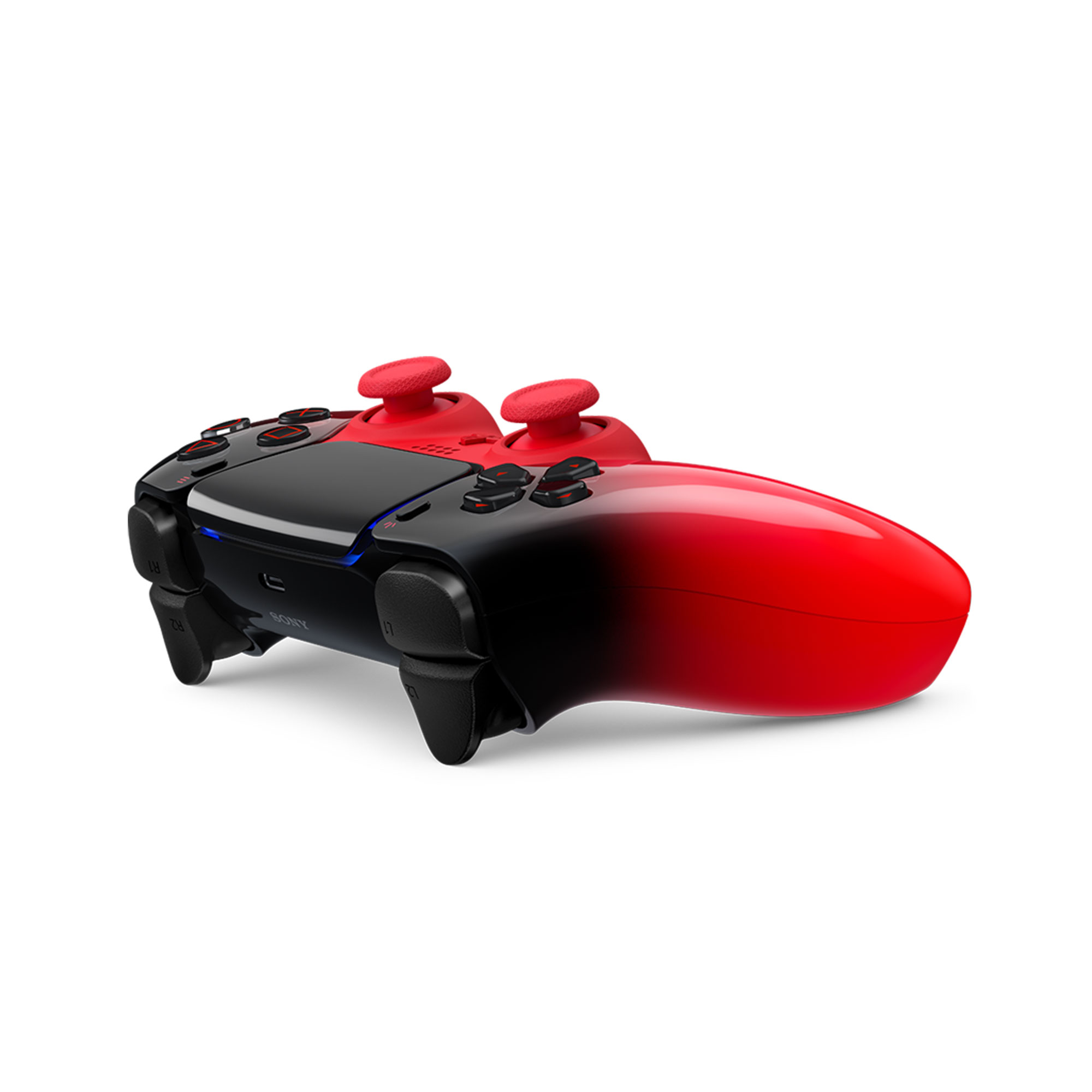 電音紅 PS5 DualSense 無線控制器平放圖