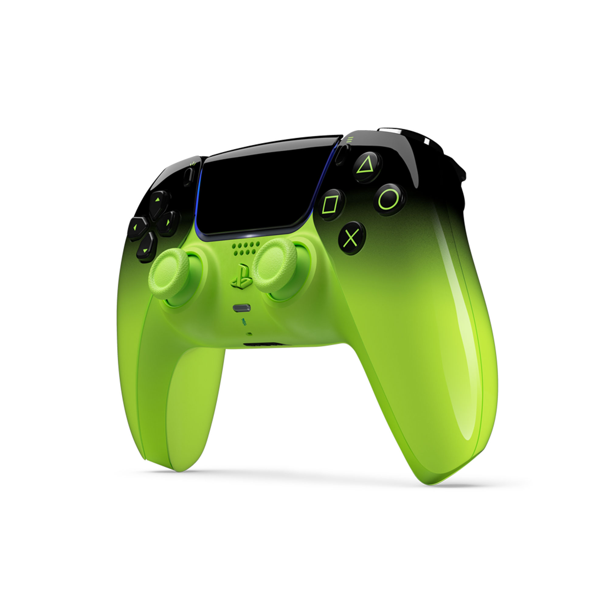 混音綠 PS5 DualSense 無線控制器，左前方按鍵圖示