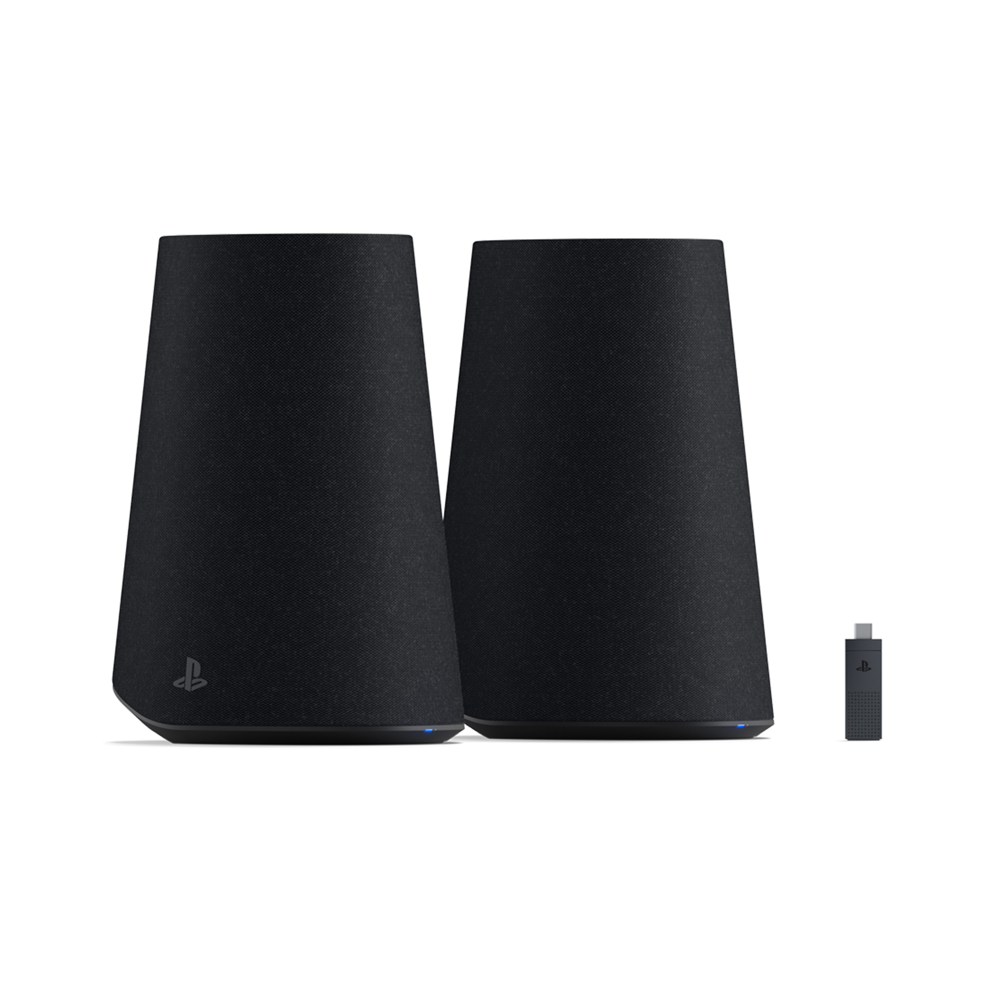午夜黑 Pulse Elevate 無線喇叭，右側有一個專屬的 PlayStation Link USB 無線接收器