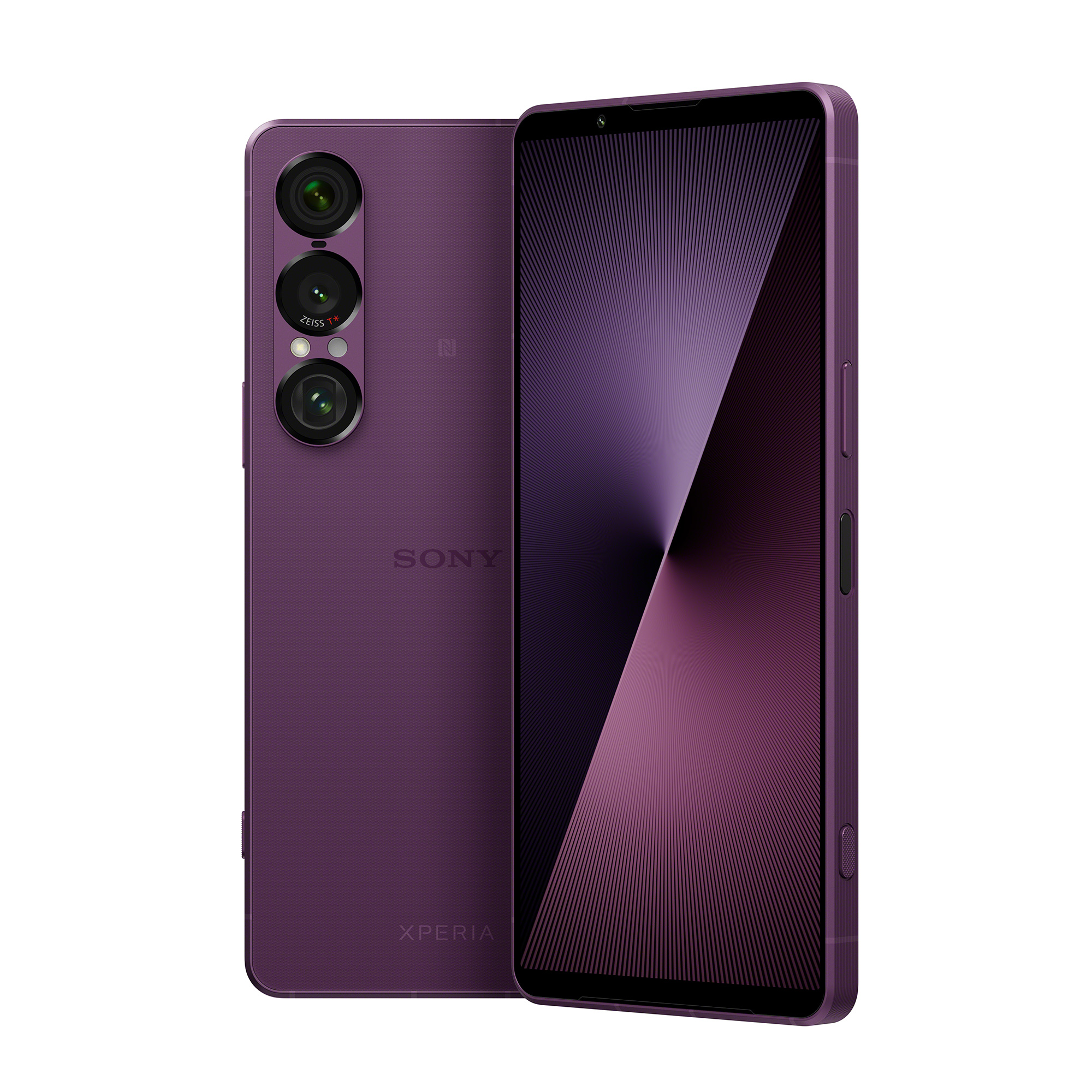 紫色 Xperia 1 VII 的前視圖和後視圖