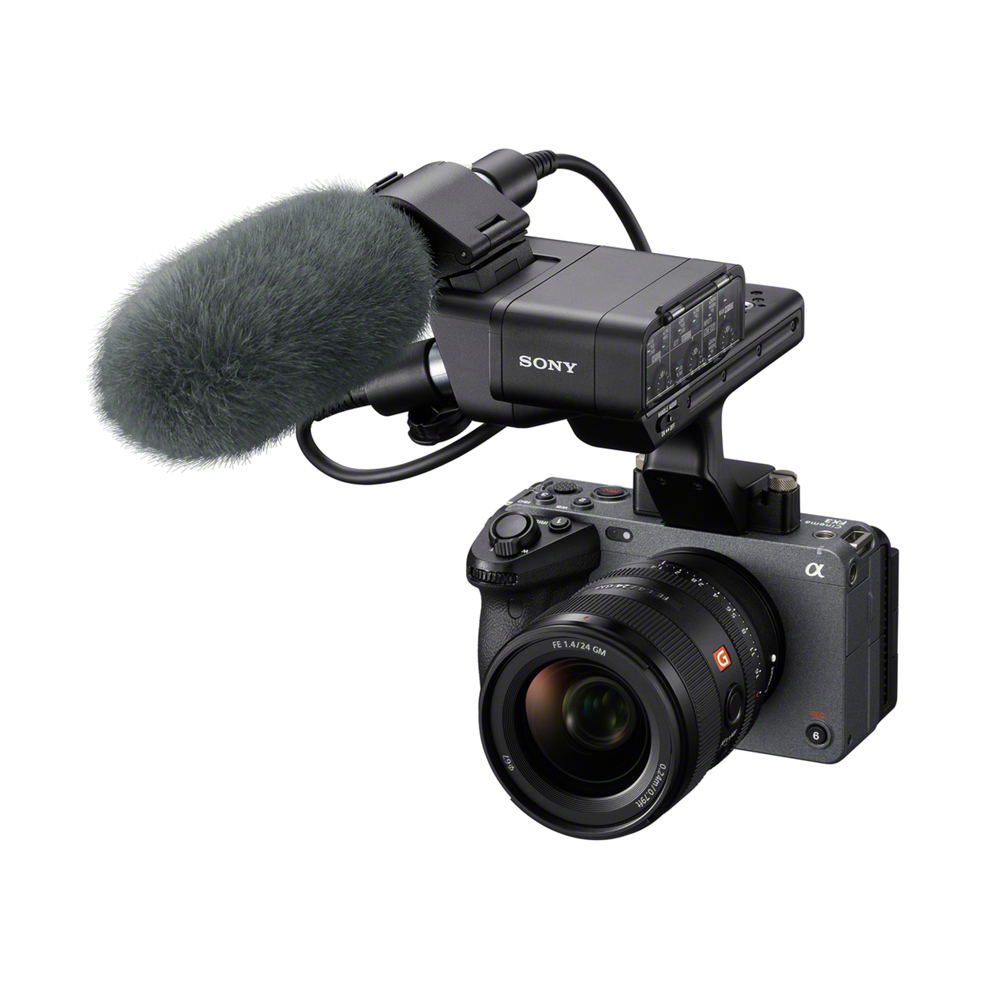 ECM-778 套上泡棉防風罩，安裝在 ILME-FX3 上