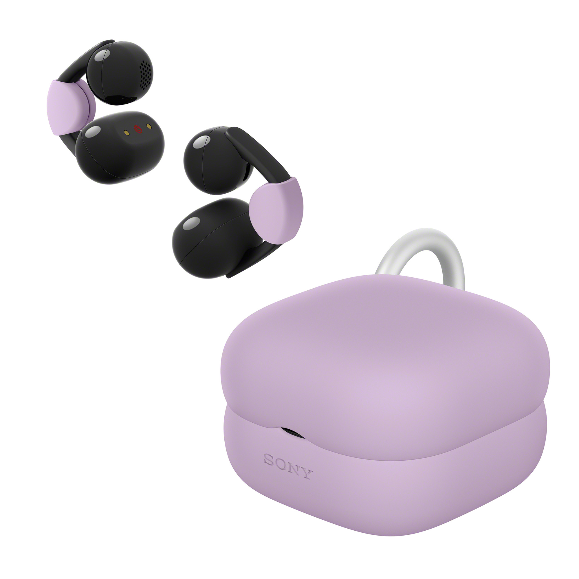 一套薰衣草紫 LinkBuds Clip 和保護殼組合