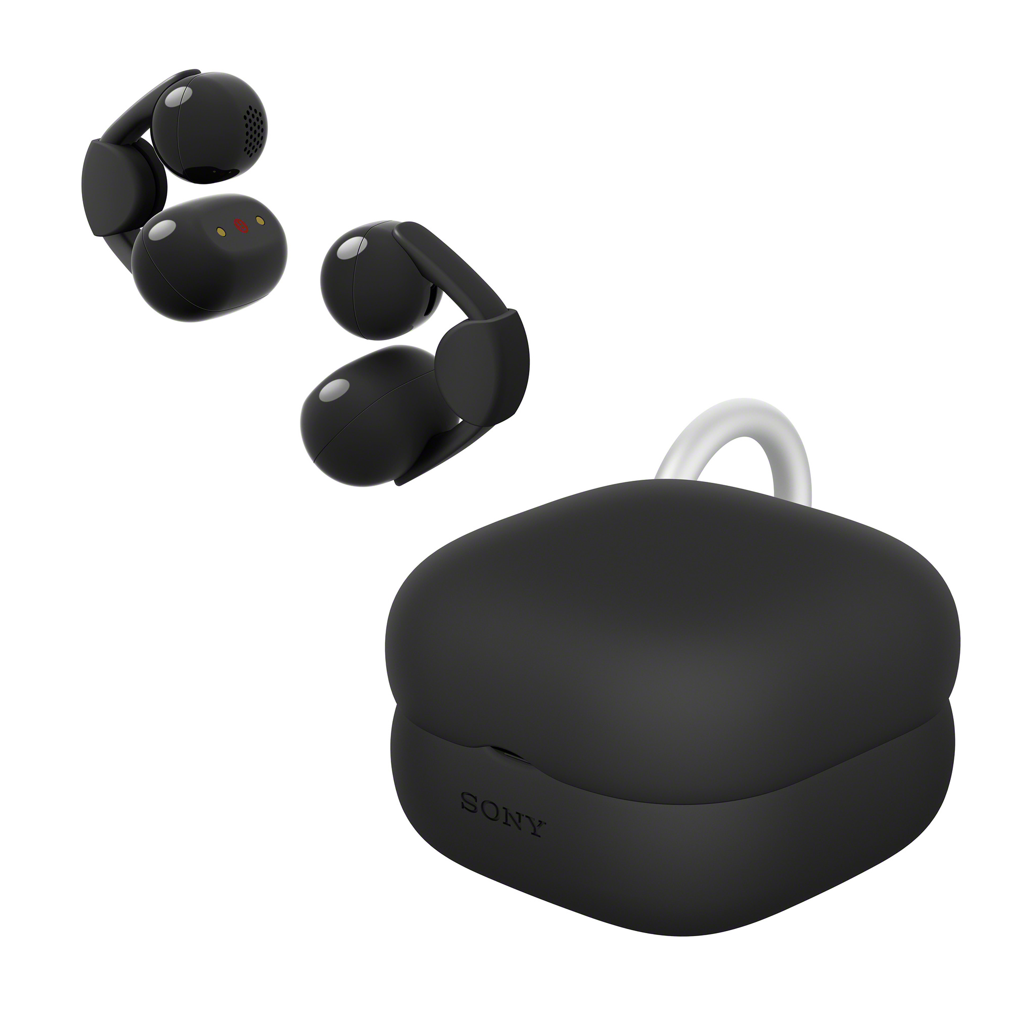 一套 純粹黑 LinkBuds Clip 和保護殼組合