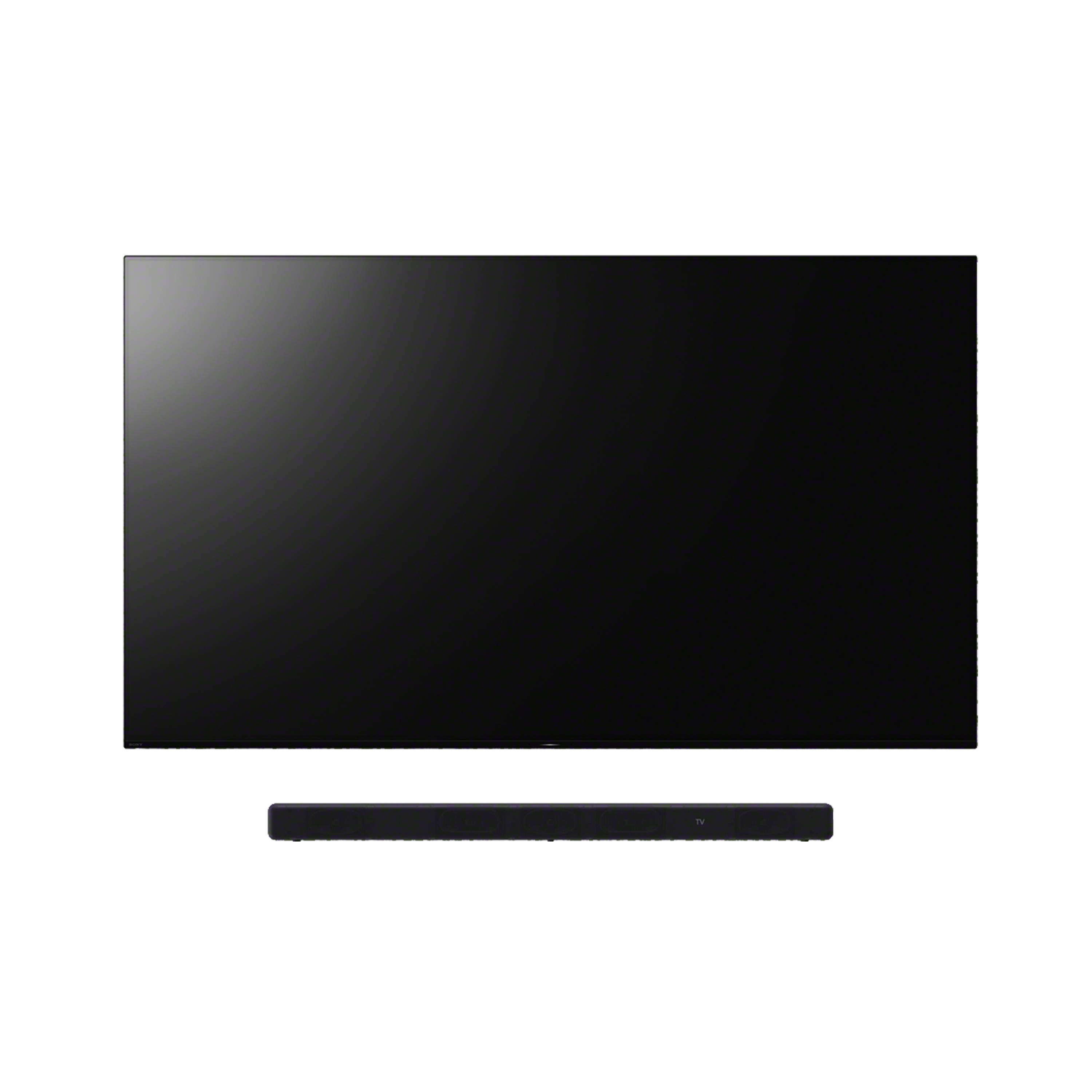 BRAVIA TV 前視圖，其下為 HT-A3000