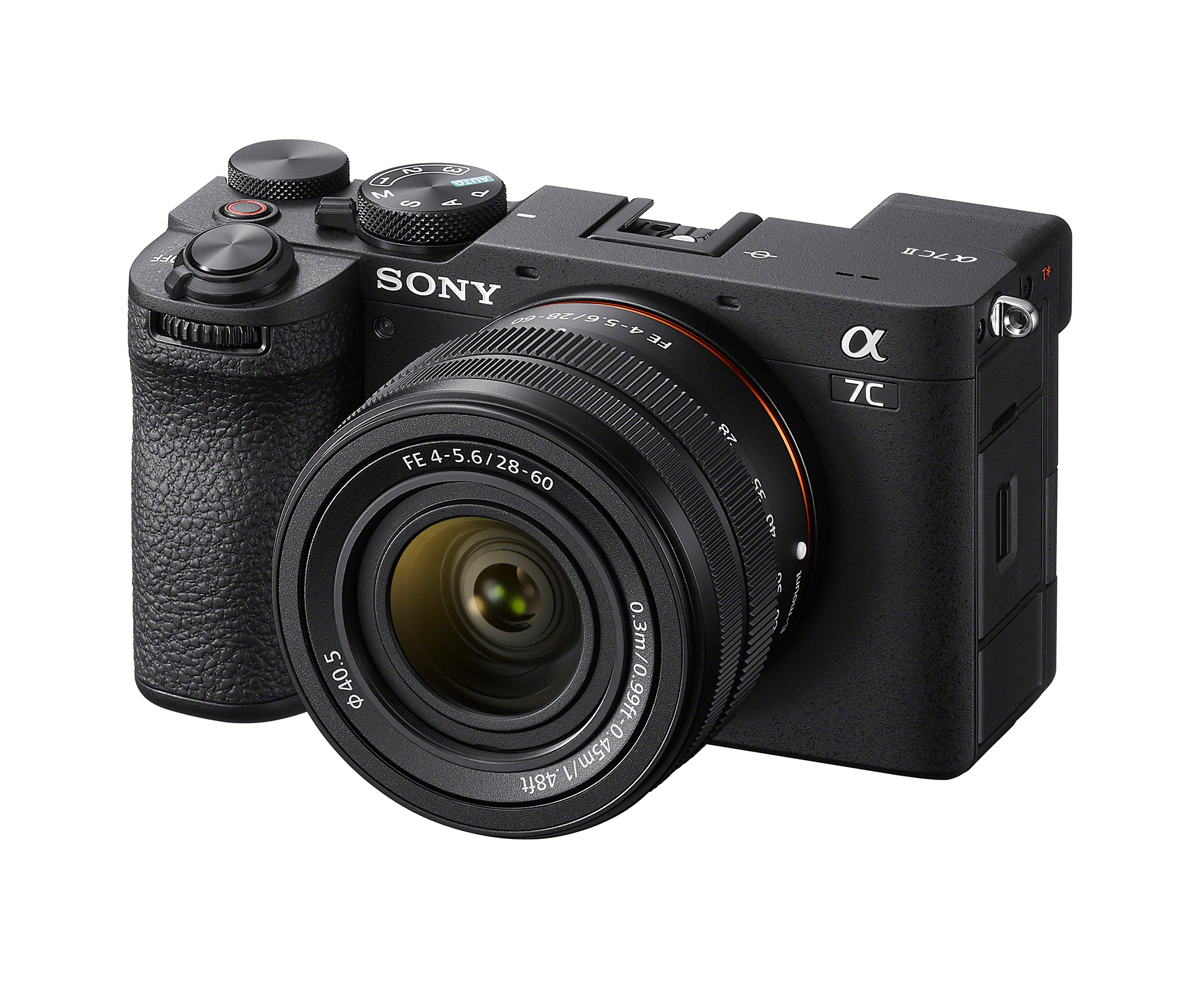 配備 SEL2860 鏡頭的黑色相機正面圖