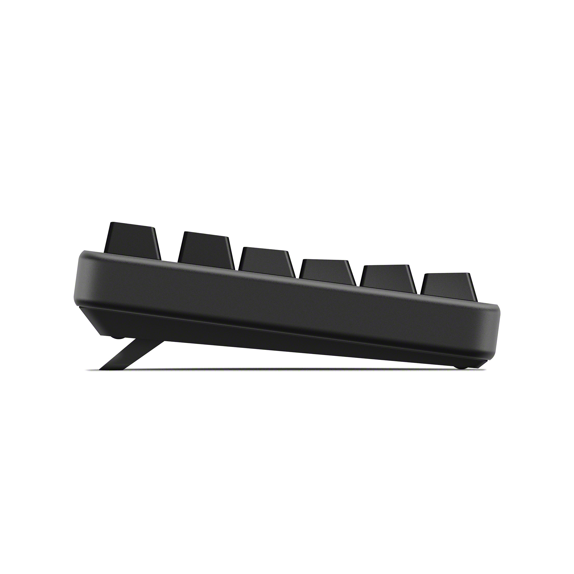 INZONE KBD-H75 側視圖，背面有延長的腳座可傾斜