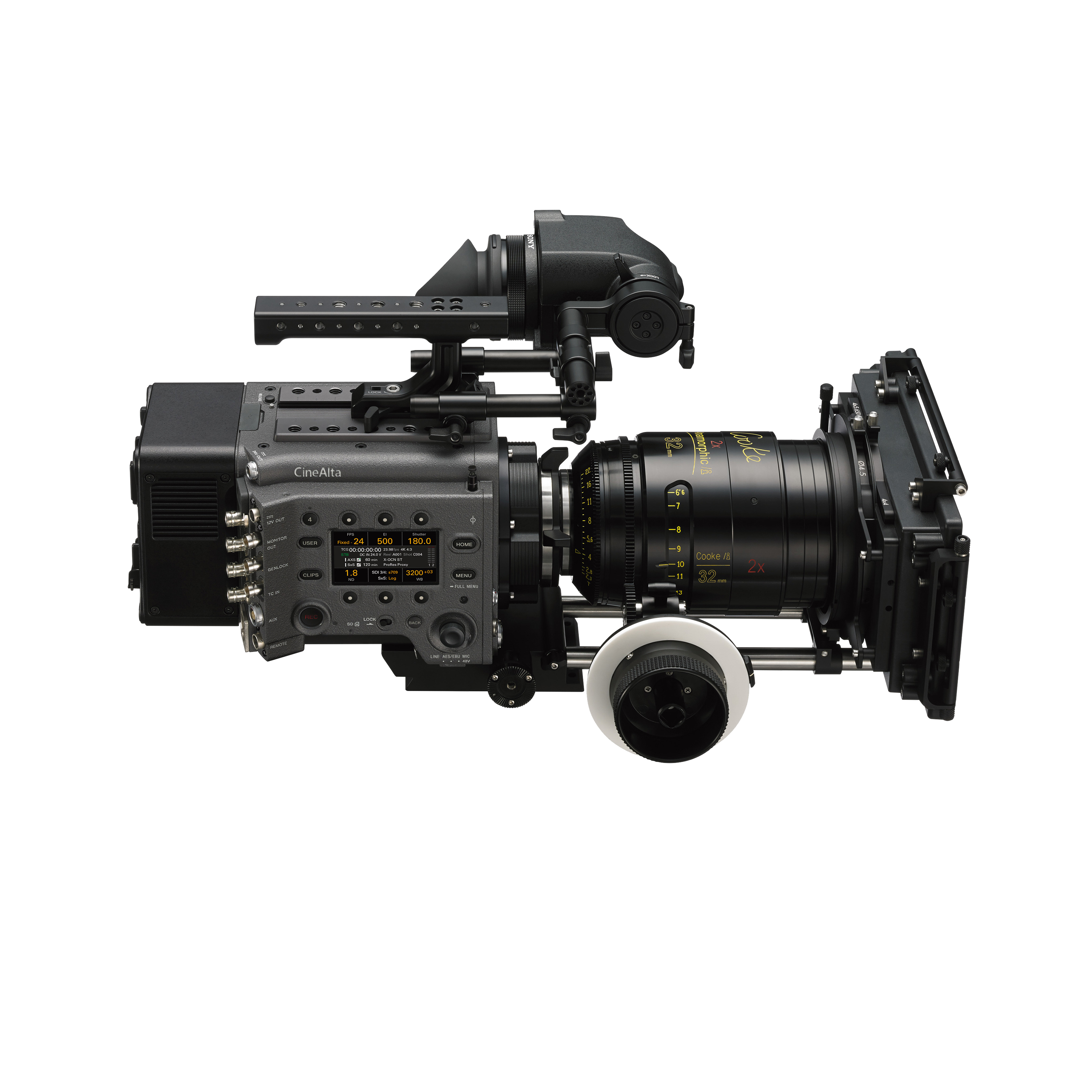 MPC-3610電影攝影機加鏡頭側面圖