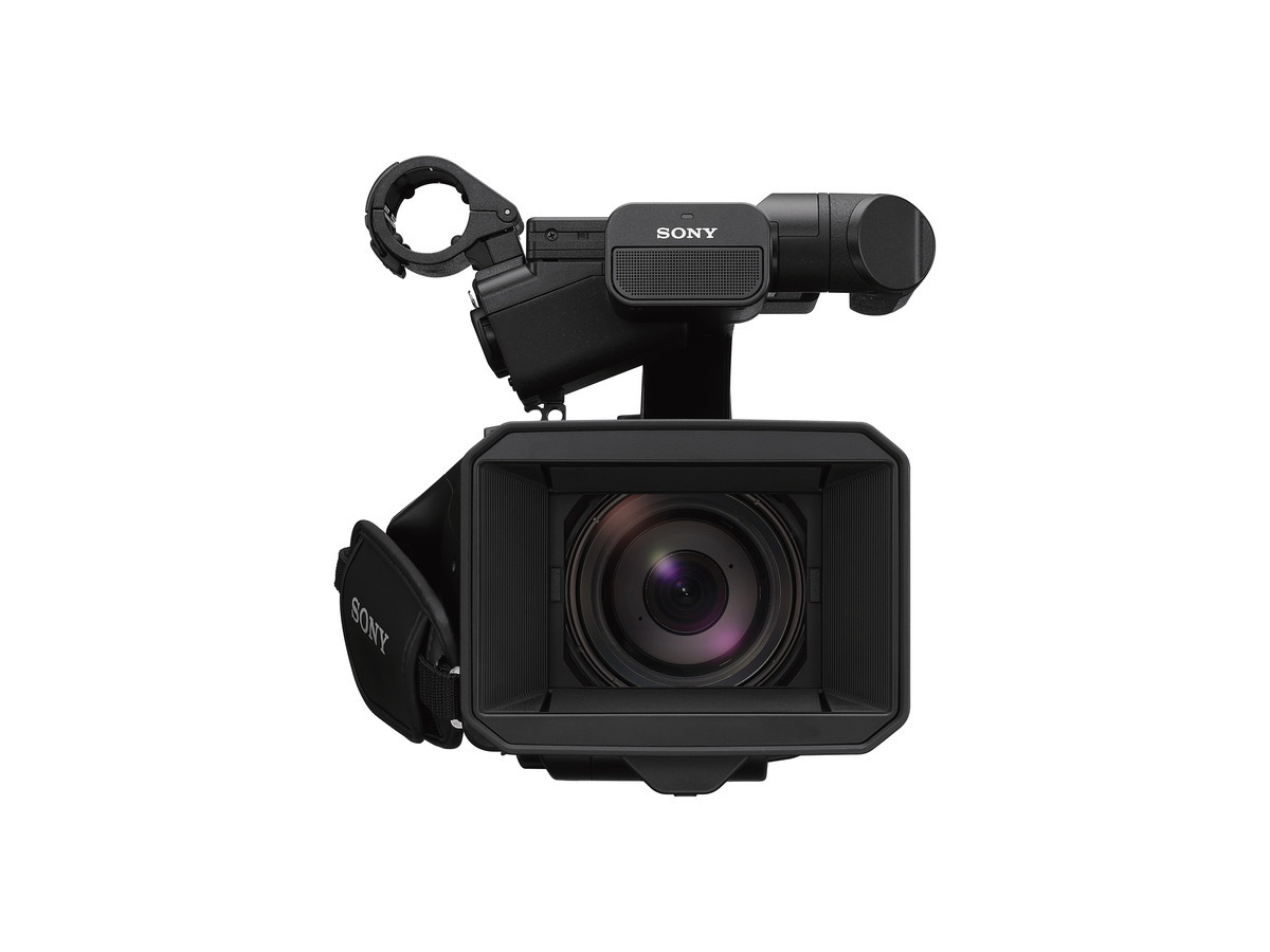 PXW-Z300 4K 手持攝錄，正面鏡頭特寫圖