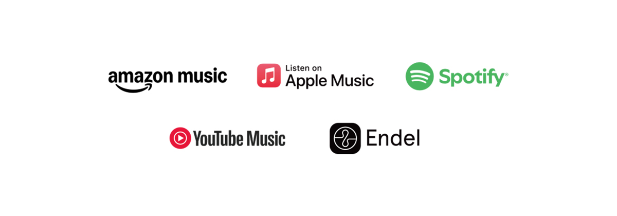 Amazon Music、Apple Music、Spotify、YouTube Music、Endel、Niantic 標誌