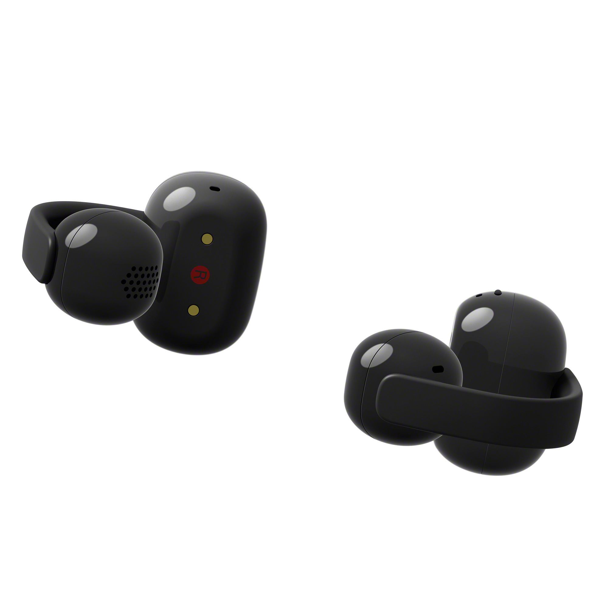 一副黑色 LinkBuds Clip 無線耳機，正面圖