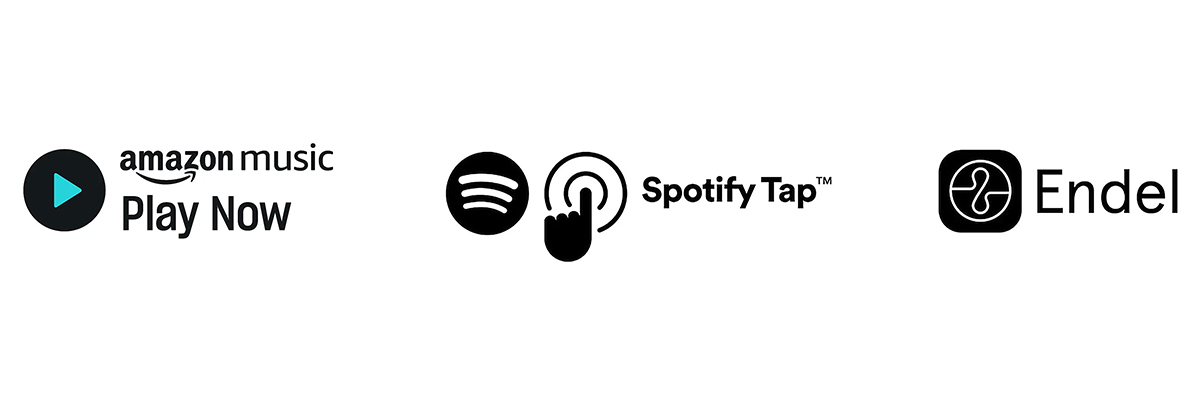 Amazon Music 標誌、Spotify Tap 標誌、Endel 標誌