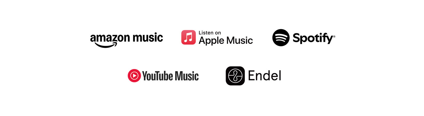 amazon music、Apple Music、Spotify、YouTube Music、Endel Logo 圖示