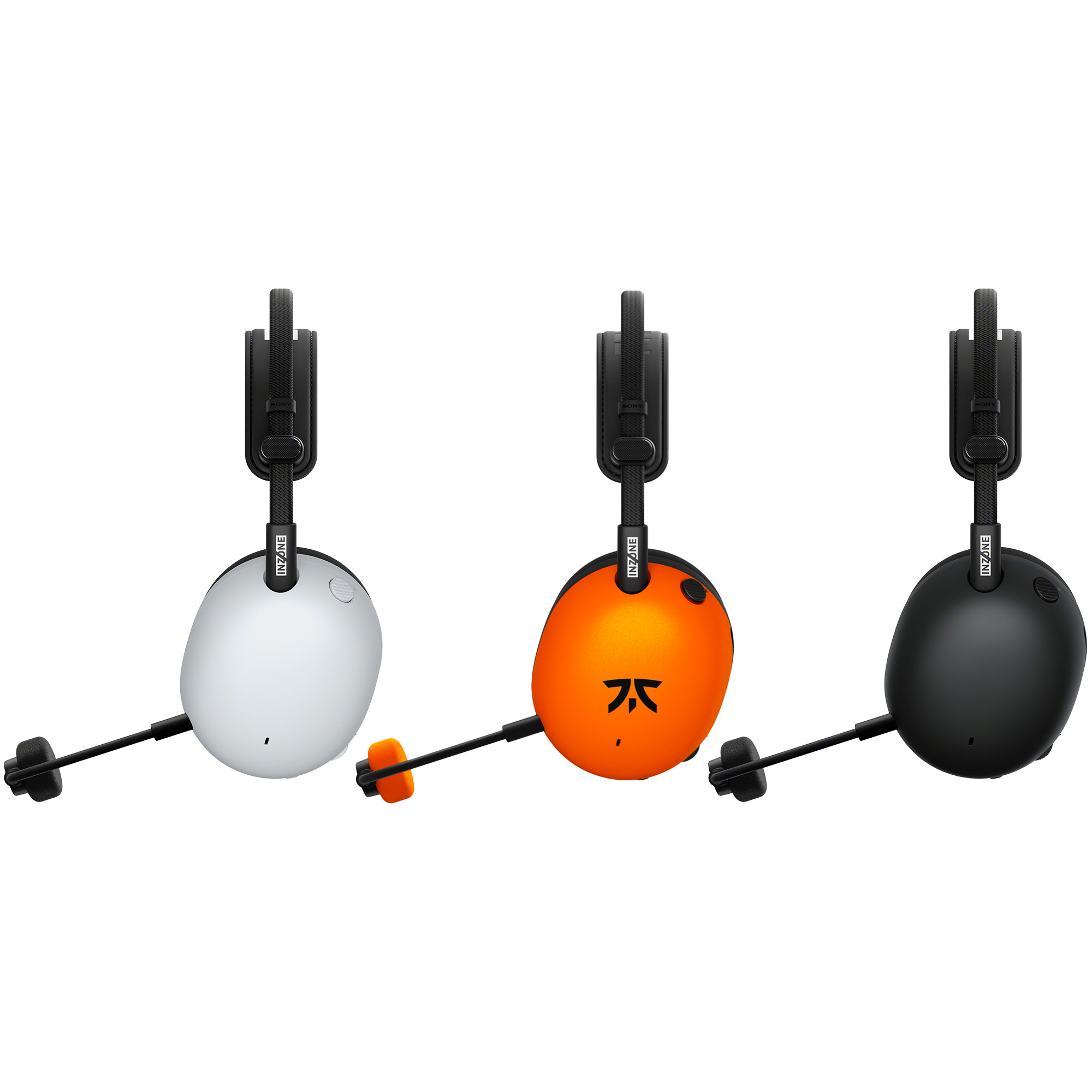 黑白橘三色 INZONE H9 II 電競耳機的側視圖中展示其麥克風