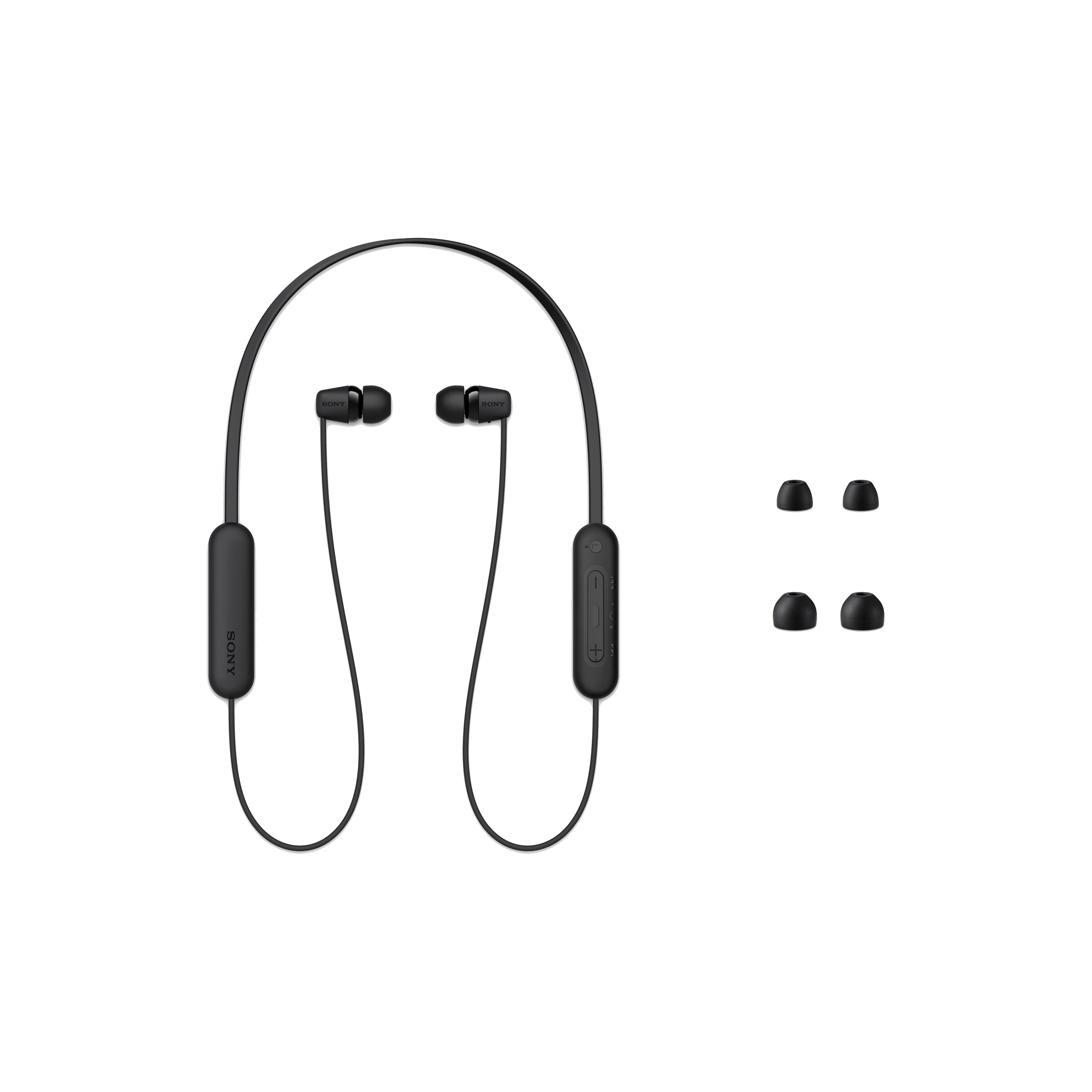 WI-C100 黑色耳機和隨副耳塞圖