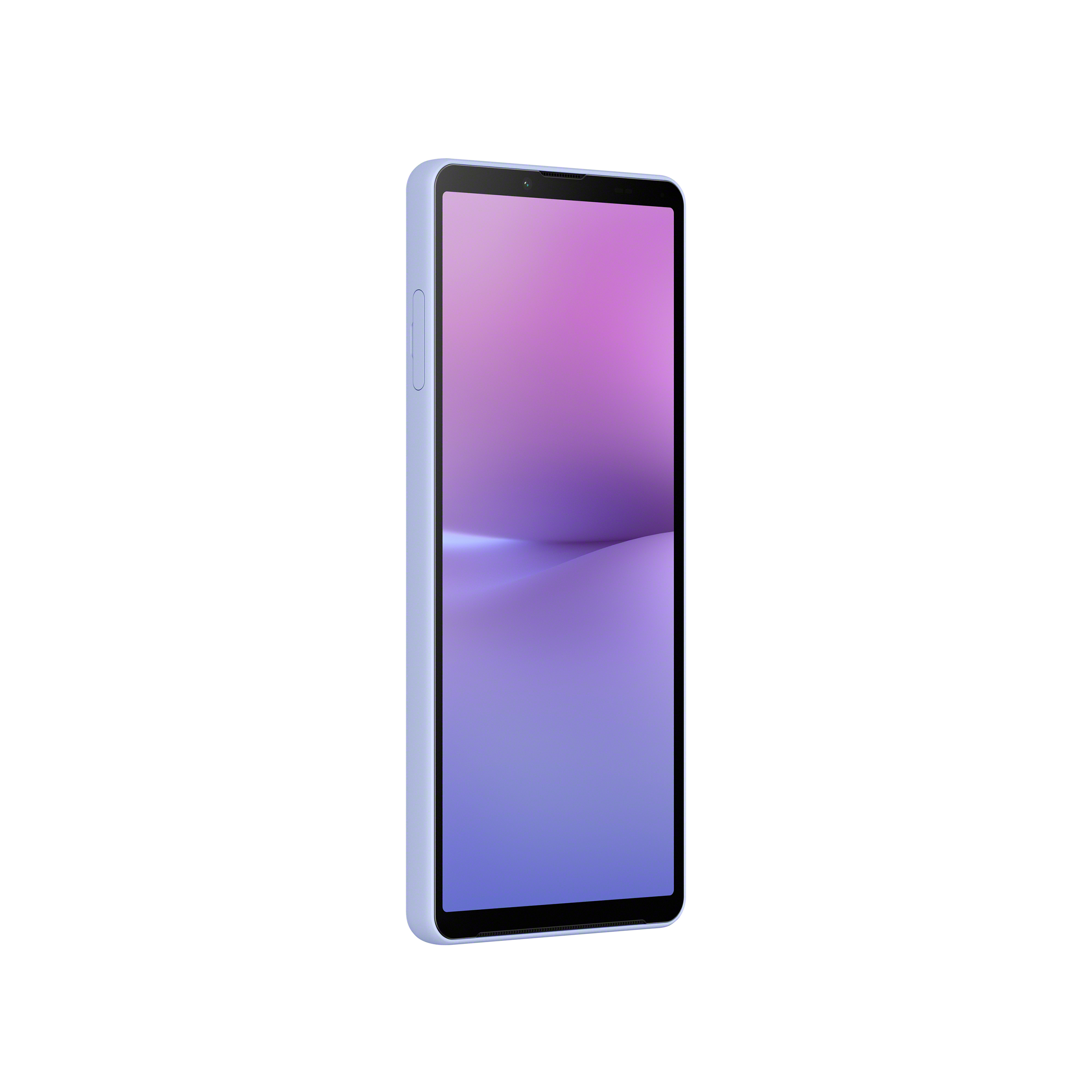 直立薰衣草紫 Xperia 10 V 智慧型手機，正面左斜側圖示