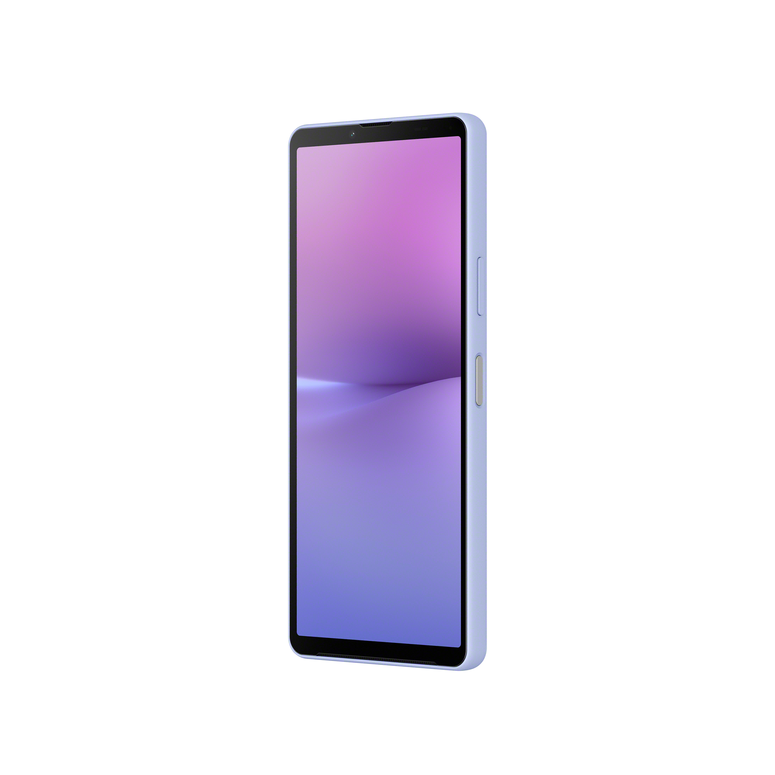 直立薰衣草紫 Xperia 10 V 智慧型手機展示正面斜側圖示
