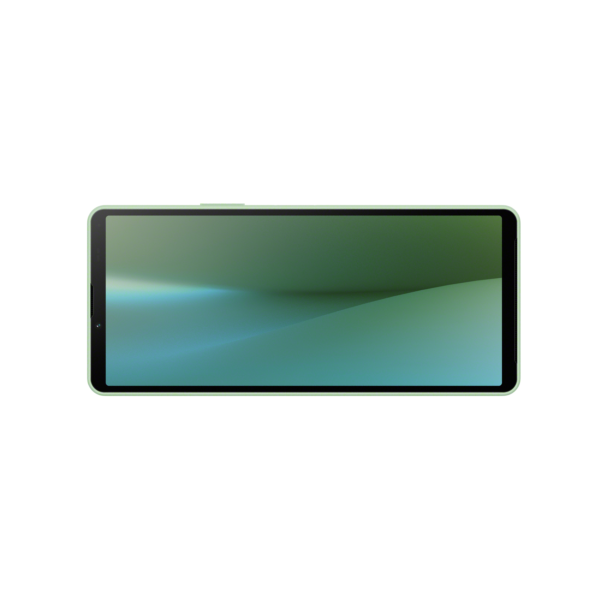 鼠尾草綠 Xperia 10 V 智慧型手機，手機橫放展示正面圖示