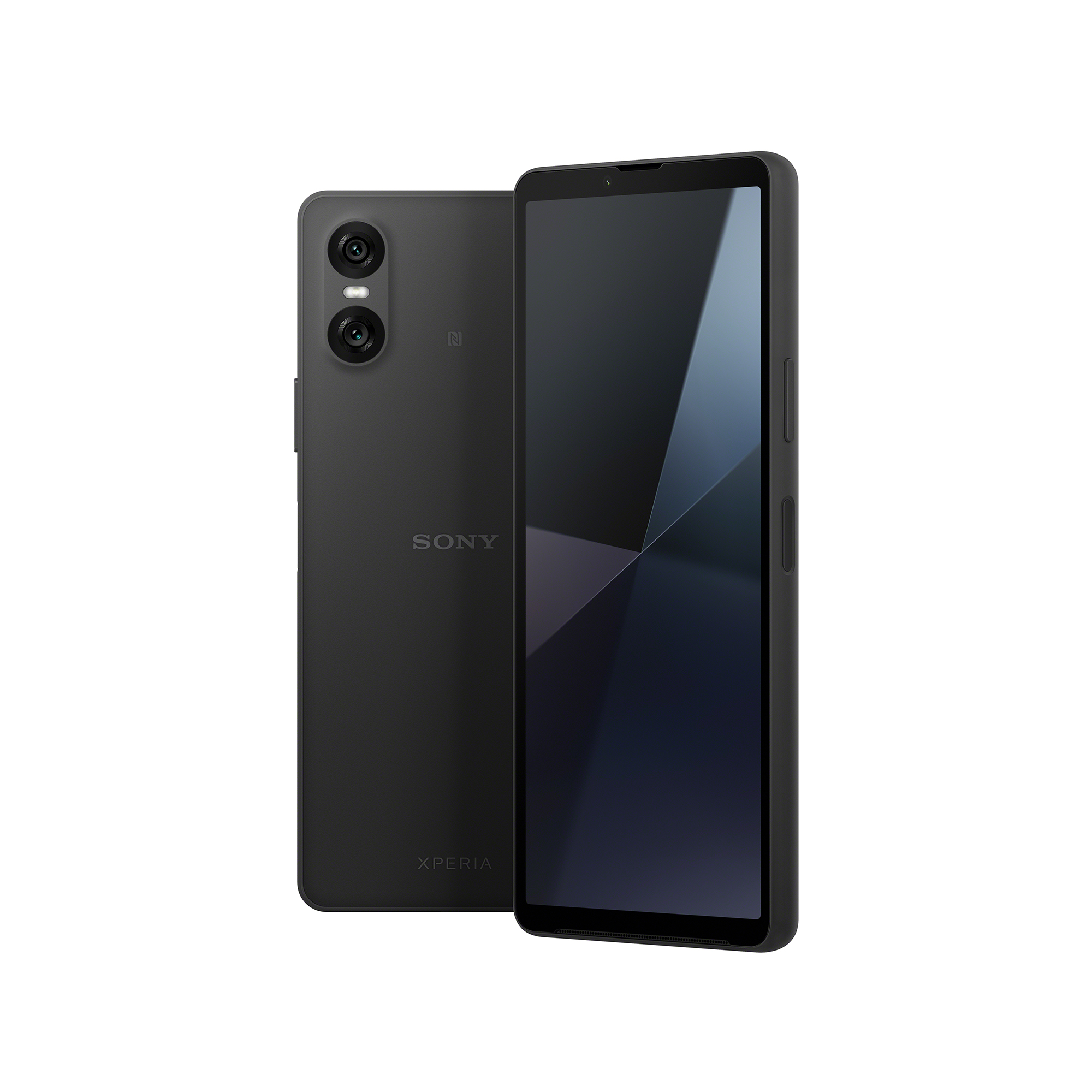 黑色 Xperia 10 VI 手機的正面和背面。