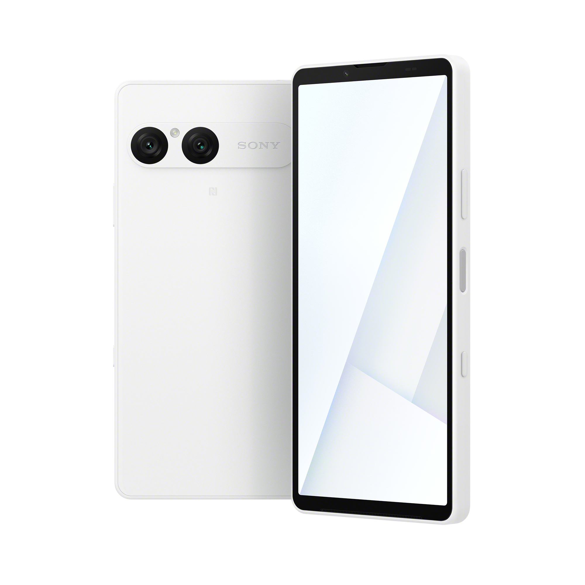 雪花白 Xperia 10 VII 手機的正面和背面。
