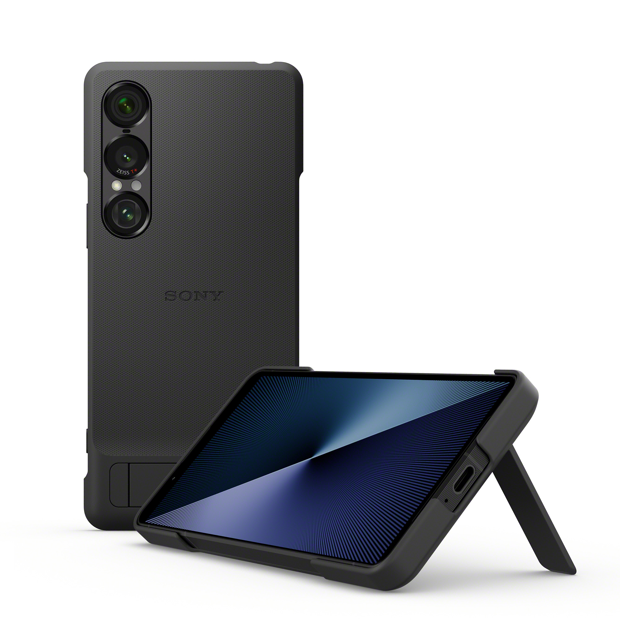 黑色 Xperia 1 VII 專用可立式時尚保護殼
