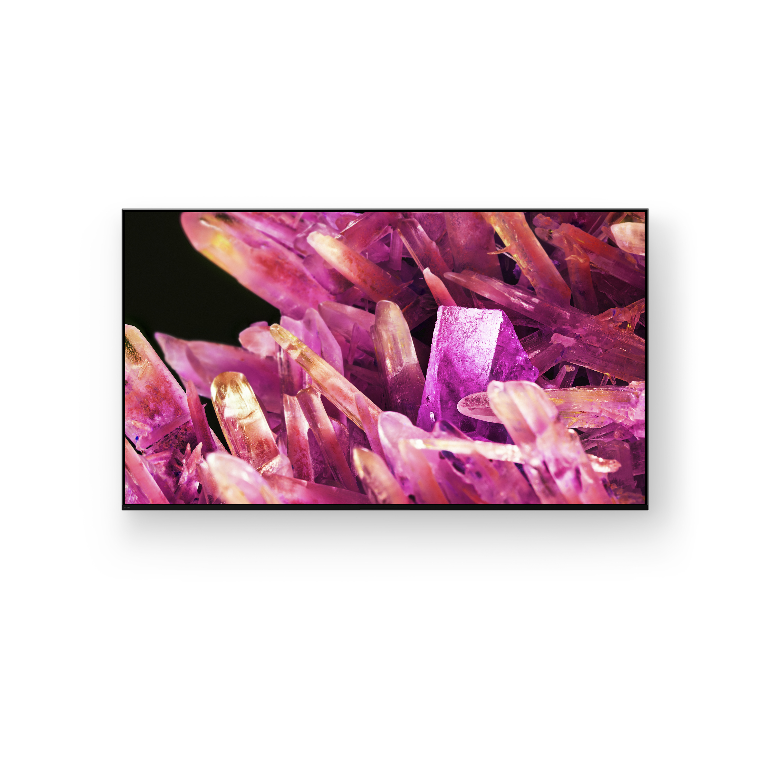 BRAVIA X90K 螢幕顯示粉紅色水晶影像的正面照