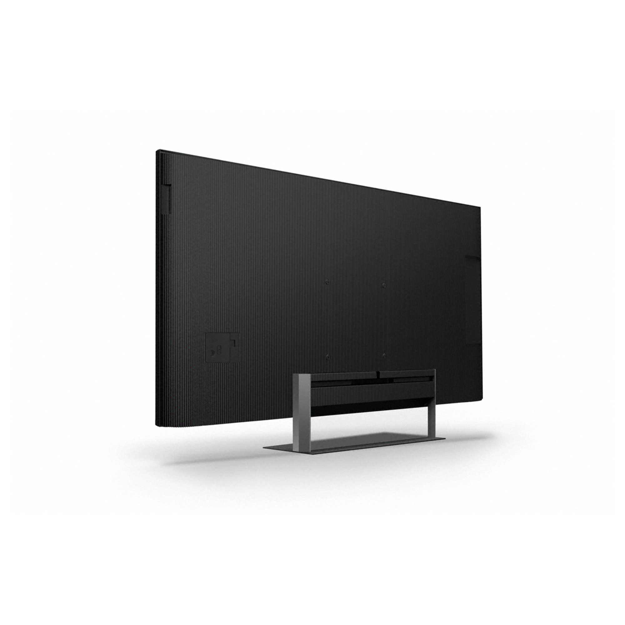 從背面顯示的 BRAVIA 顯示器，稍微側向傾斜