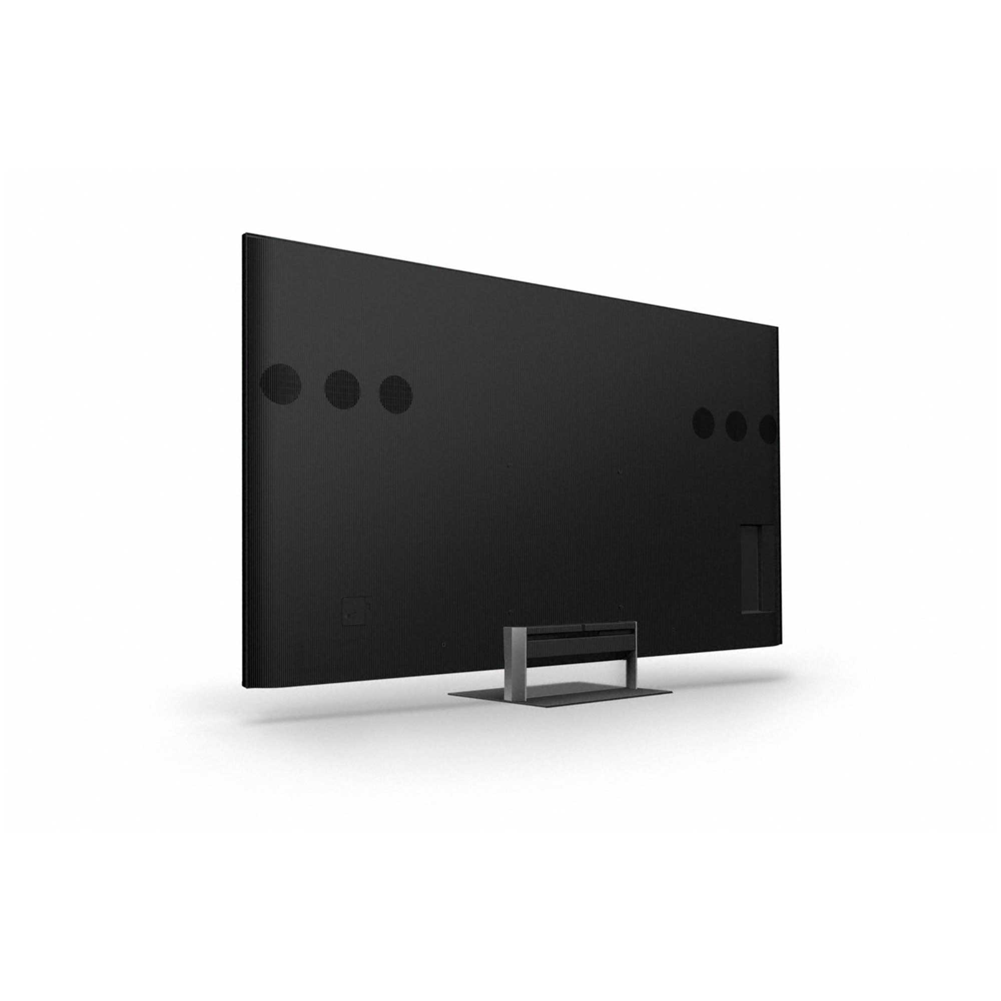 從背面顯示的 BRAVIA 顯示器，稍微側向傾斜