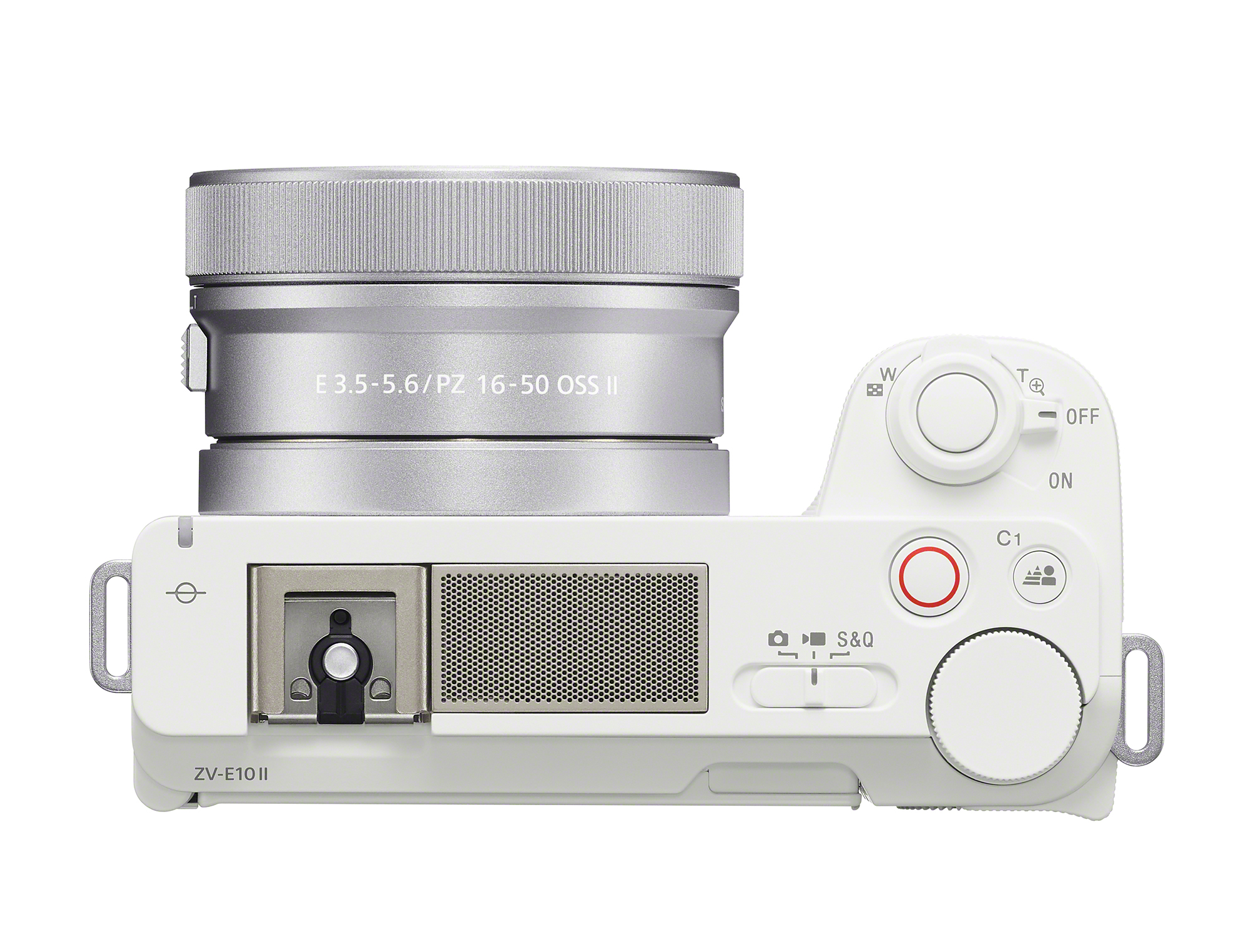 白色Alpha ZV-E10 II K 鏡頭組，相機上方圖